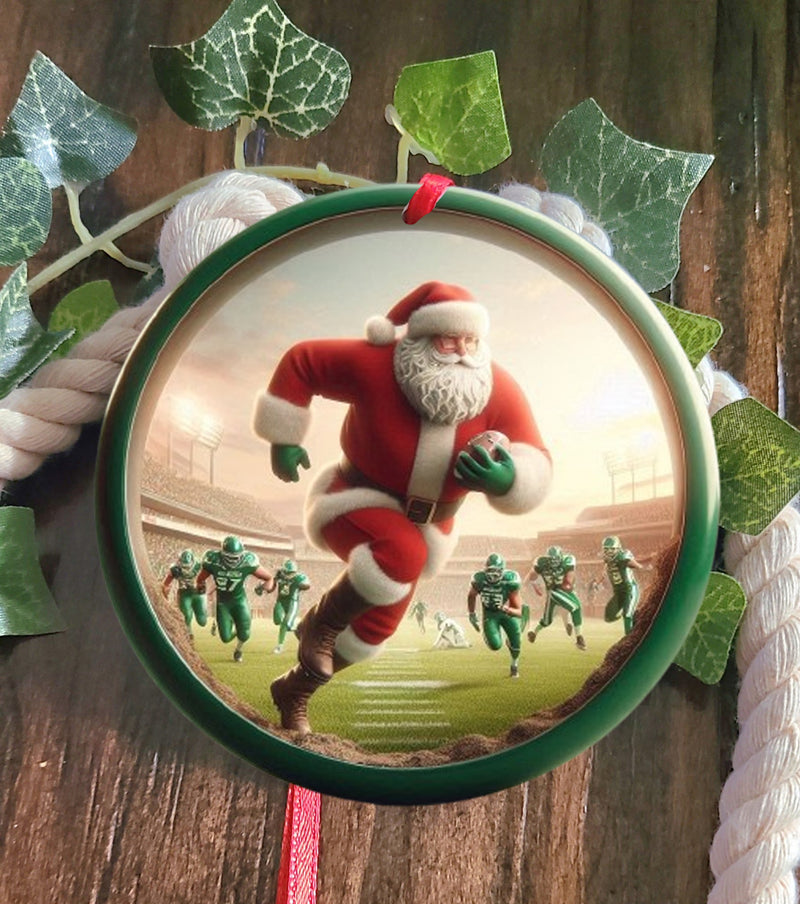 Santa & The Saskatchewan Roughriders Tree Ornament