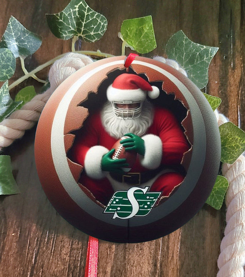 Santa & The Saskatchewan Roughriders Tree Ornament