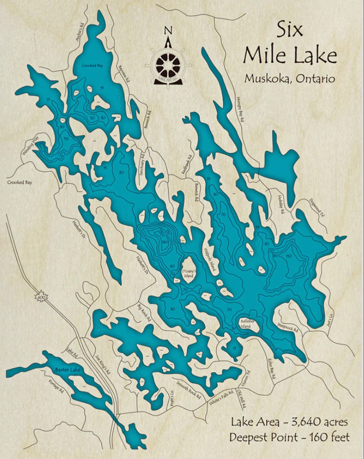 Six Mile Lake Map Print