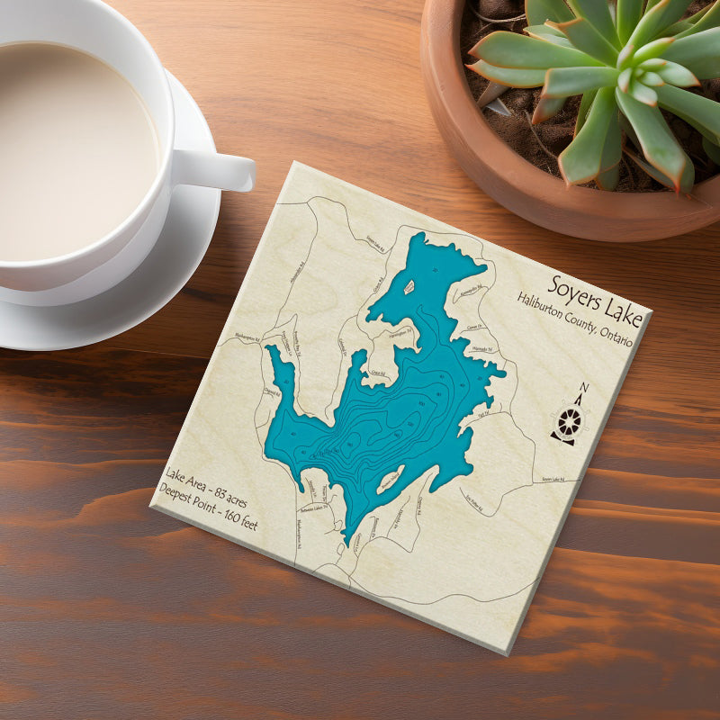 Soyers Lake Map Coaster