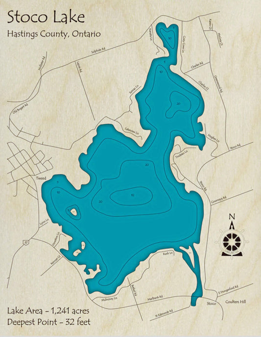 Stoco Lake Map Print