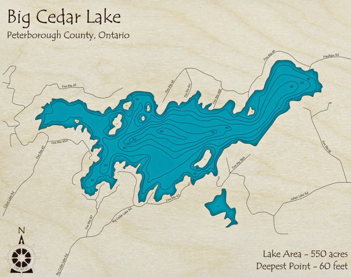 Big Cedar Lake Map Print