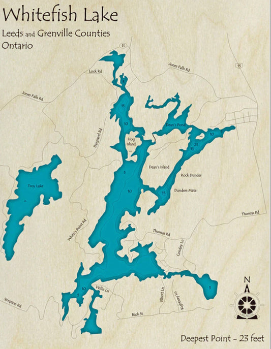 Whitefish Lake Map Print