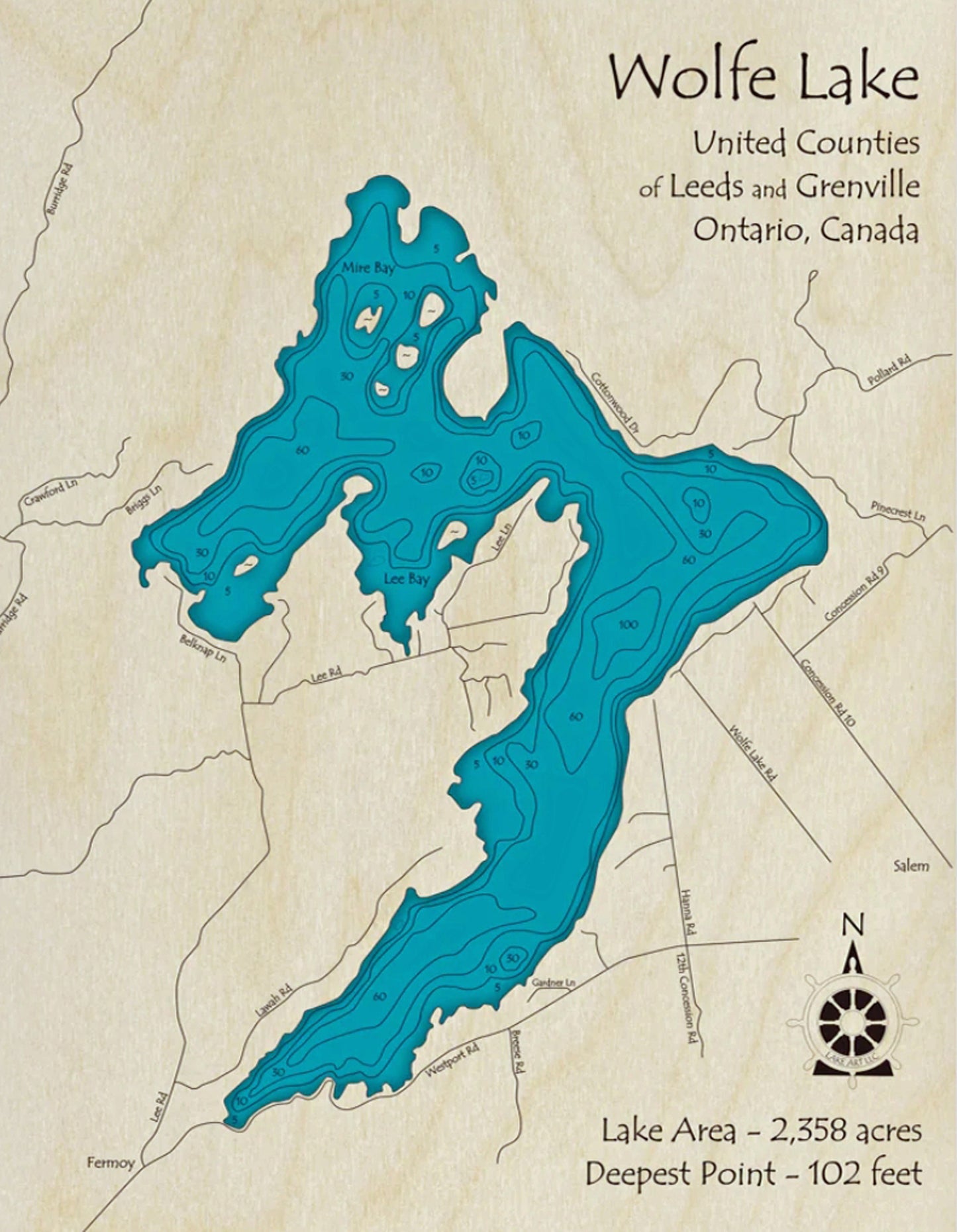 Wolfe Lake Map Print