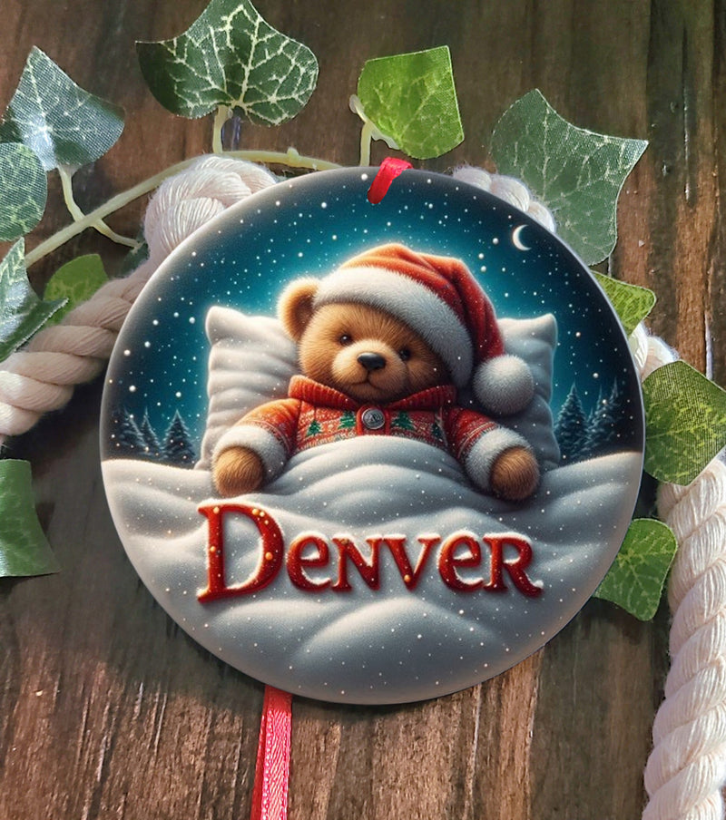 Personalized Photo Bedtime Bear Tree Ornament