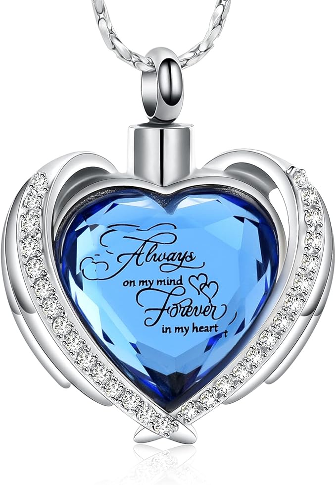 Angel Wing Heart Urn Pendant Necklace