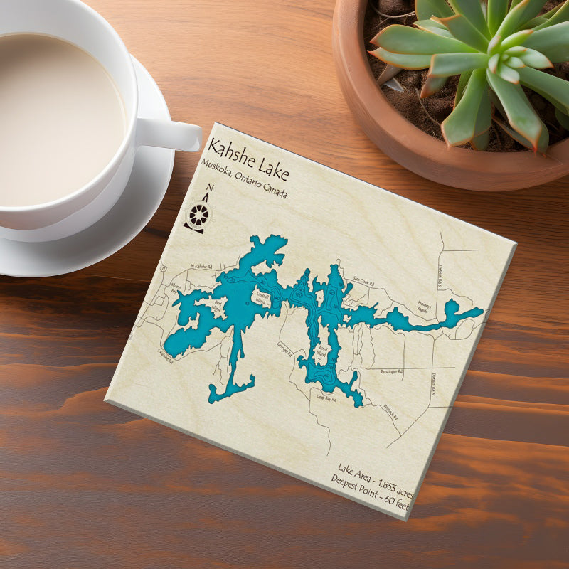 Kahshe Lake Map Coaster