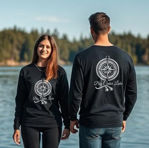 Big Cedar Lake Unisex Long Sleeve Compass T Shirt