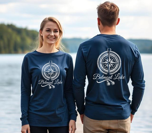 Belmont Lake Unisex Long Sleeve Compass T Shirt