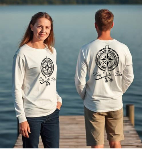 Big Cedar Lake Unisex Long Sleeve Compass T Shirt