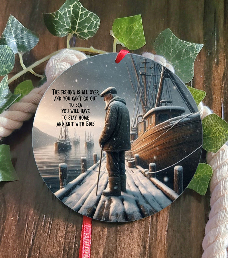 Personalized The Retired Fisherman Tree Ornament