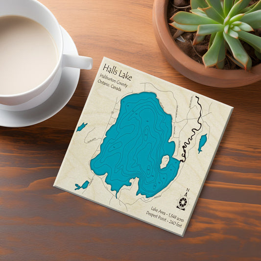 Halls Lake Map Coaster