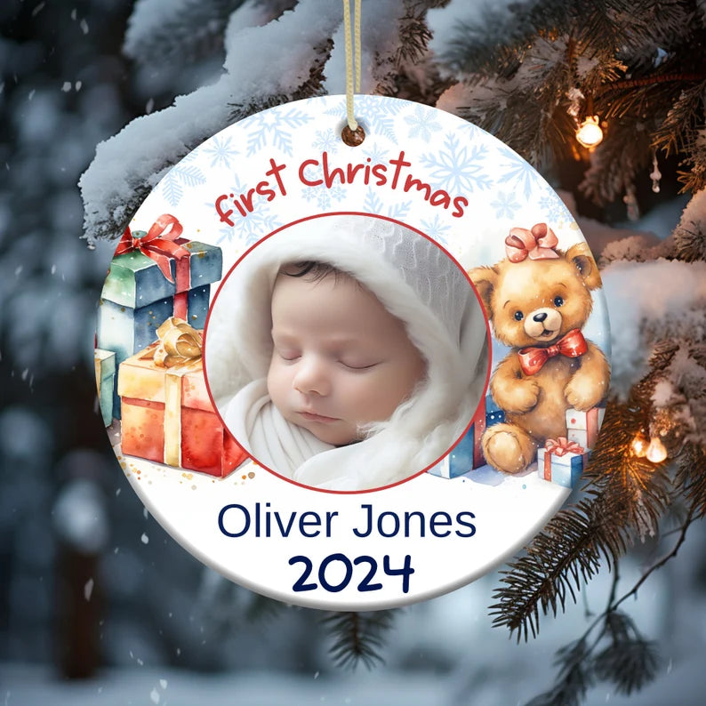 Personalized Photo Babies 1st Christmas Tree Ornament