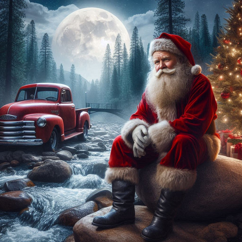 Santa with a Red Truck