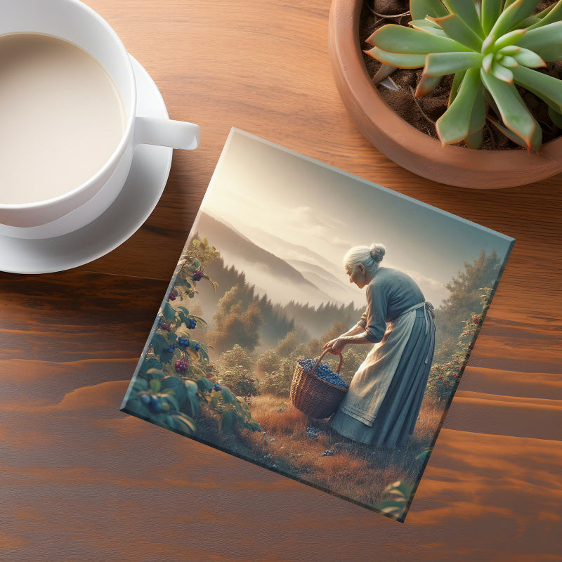 Lady Picking Berries Coaster