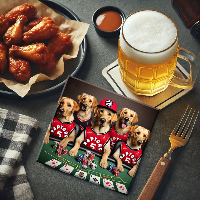 Toronto Raptors Dogs Playing Poker Coaster