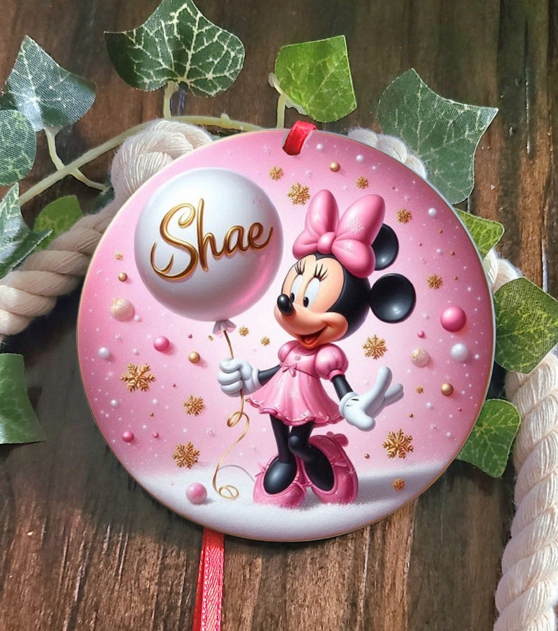 Personalized Minnie Mouse Name Tree Ornament