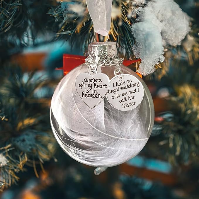 Sister Memorial Ornament Feather Ball