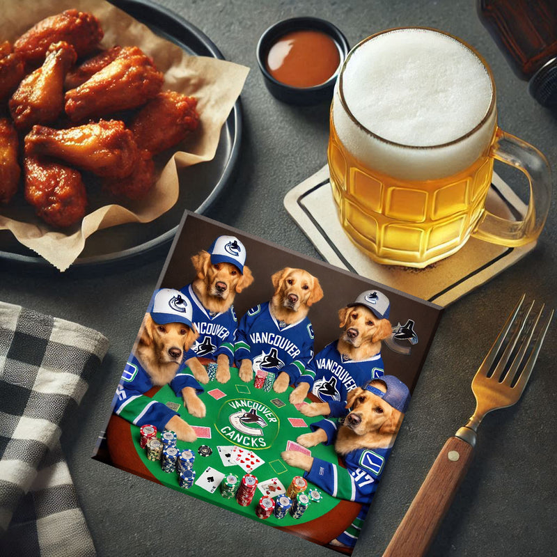 Vancouver Canucks Dogs Playing Poker Coaster